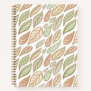 Whimsical Pastel Leaf Drift Pattern Notebook
