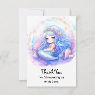 Whimsical Pastel Mermaid Baby Shower Thank You Card