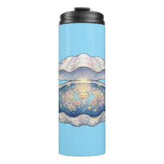 Whimsical Pastel Oyster Shell Magic Candle Thermal Tumbler