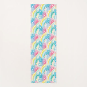 Whimsical Pastel Pattern with Hearts and Rainbows Yoga Mat