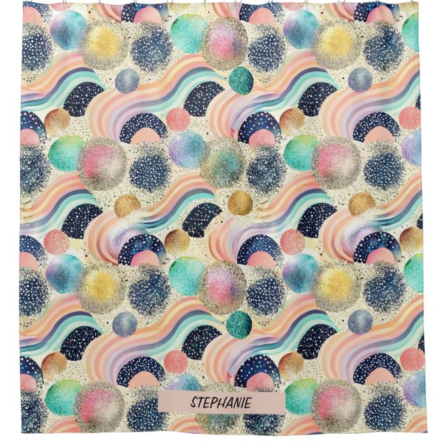 Whimsical Pastel Rainbow Waves & Glitter Abstract  (Front)