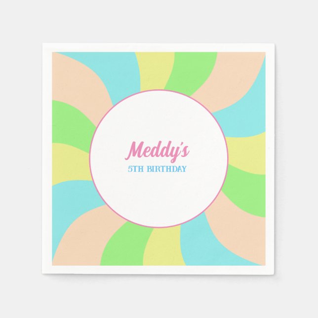 Whimsical pastel retro kid's custom  napkin (Front)