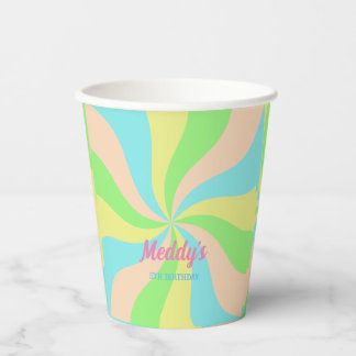 Whimsical pastel retro kid's custom paper cups