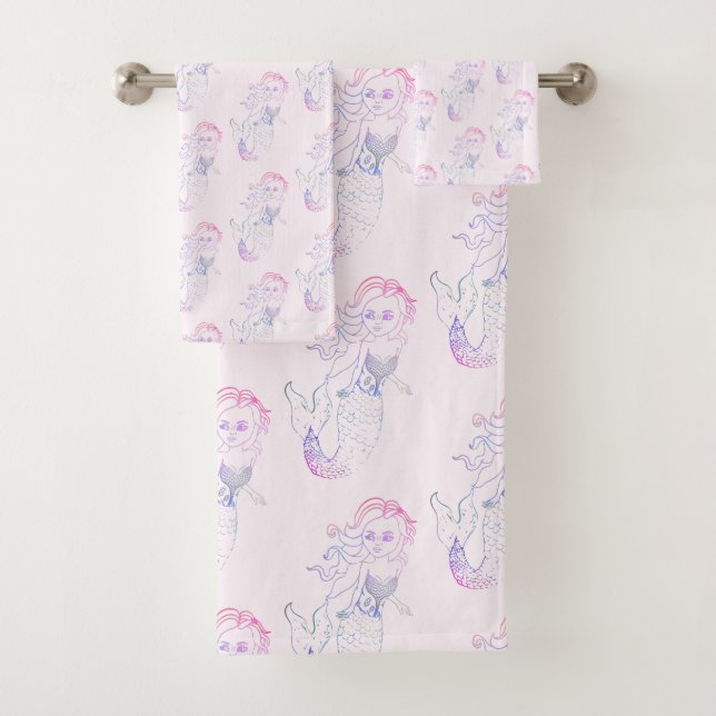 Whimsical Pastel rose Sirène Motif Imprimer (En situation)