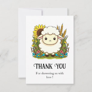 Whimsical Pastel Sheep Baby Shower Thank You Card
