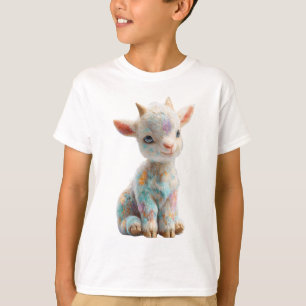 Whimsical Pastel Sparkle Goat Kids T-Shirt