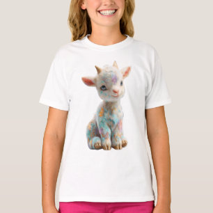 Whimsical Pastel Sparkle Goat Kids T-Shirt