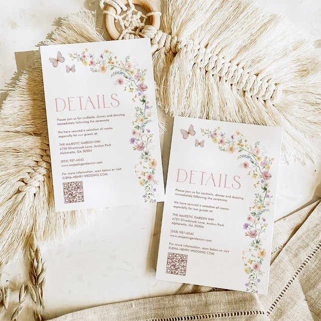 Whimsical Pastel Spring Wildflower Wedding Details Enclosure Card (Creator Uploaded)