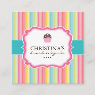 Whimsical Pastel Stripes Cake Ball Business Cards