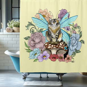 Whimsical Pastel Tabby Fairy Cat Floral Fantasy 