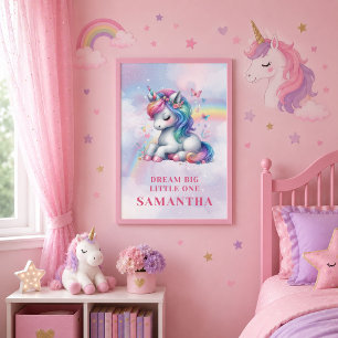 Whimsical Pastel Unicorn Magical Day Birthday Gift Poster