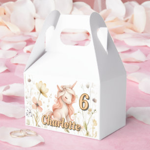 Whimsical pastel unicorn wildflower birthday favor box