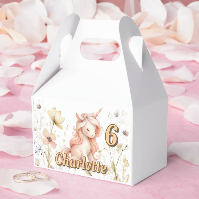 Whimsical pastel unicorn wildflower birthday favor box (Wedding)