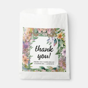 Whimsical Pastel Watercolor Wildflower Wedding Favour Bag