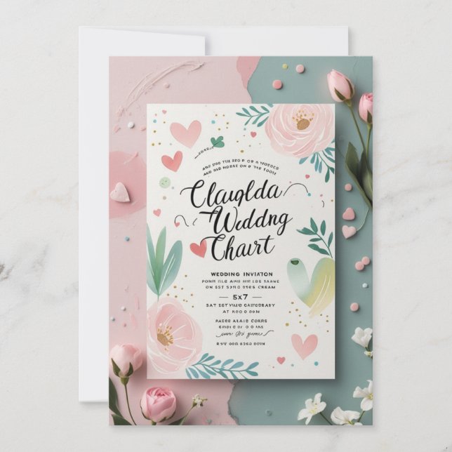 Whimsical Pastel Wedding Invitation  (Front)