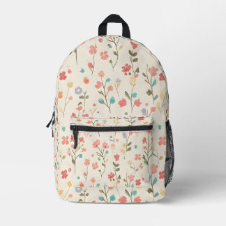 Whimsical Pastel Wildflower Meadow Printed Backpack