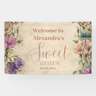 Whimsical Pastel Wildflower Sweet 16 Banner