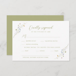 Whimsical Pastel Wildflower Wedding RSVP Card