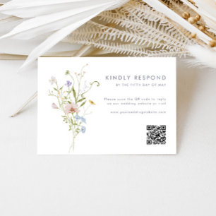 Whimsical Pastel Wildflower Wedding RSVP Card