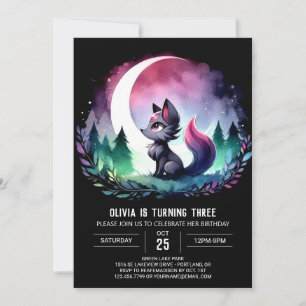 Whimsical Pastel Wolf Birthday Invitation