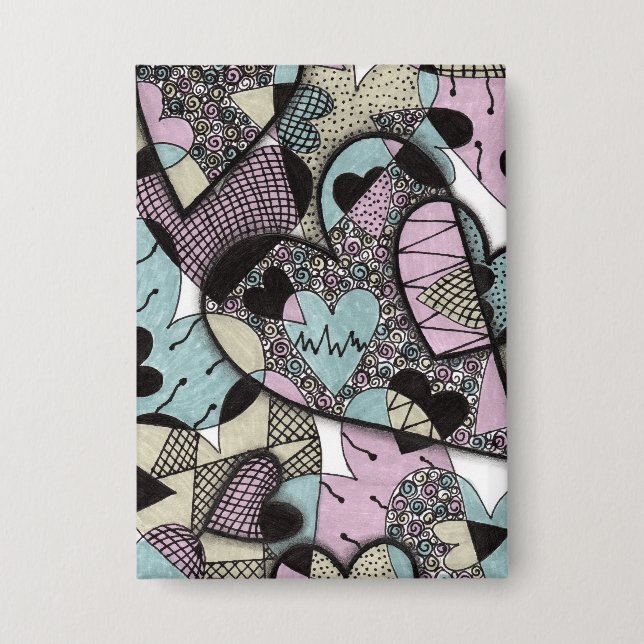 Whimsical Pastel Zentangle Hearts Doodle Pattern B (Front)