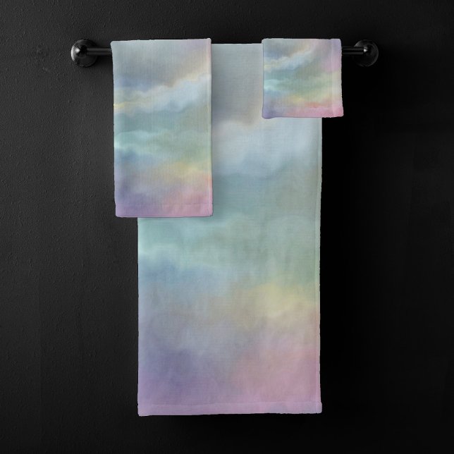 Whimsical Pastels | Dreamy Muted Rainbow Mottle Bath Towel Set (Creator Uploaded)