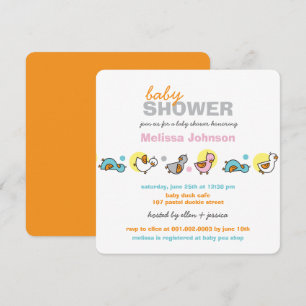 Whimsical Pastels Ducks Neutral Baby Shower Invite