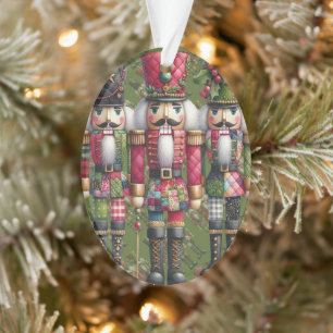 Whimsical Patchwork Christmas Nutcracker Trio Ornament