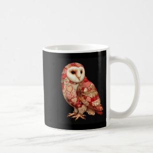 Whimsical Patchwork Owl With Hearts Pattern  Coffee Mug