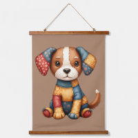 Whimsical Patchwork Puppy Folk Art Cottagecore 