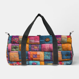 Whimsical Patchwork Quilt Pattern: Colorful Design Duffle Bag