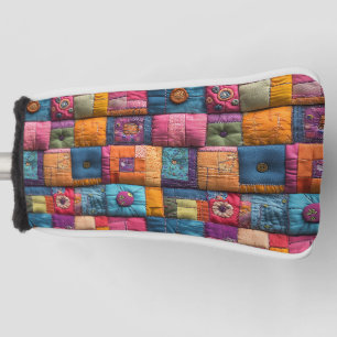 Whimsical Patchwork Quilt Pattern: Colorful Design Golf Head Cover