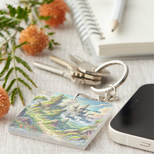 Whimsical Path & Quote Keychain