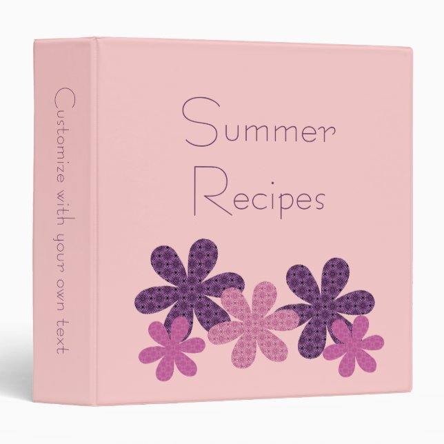 Whimsical Patterned Flowers Binder, Purple Binder (Front/Spine)