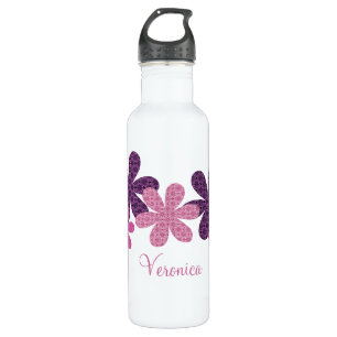 Whimsical Patterned Flowers Bottle, Purple 710 Ml Water Bottle