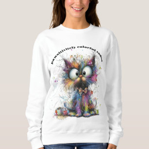 Whimsical Pawsitivitley Colourful Cat Customizable Sweatshirt