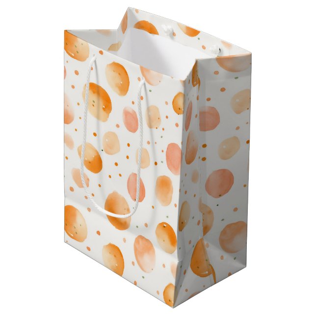 Whimsical Peach Dots Birthday Medium Gift Bag (Front Angled)