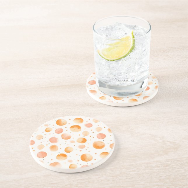 Whimsical Peach Dots   Coaster (Side)