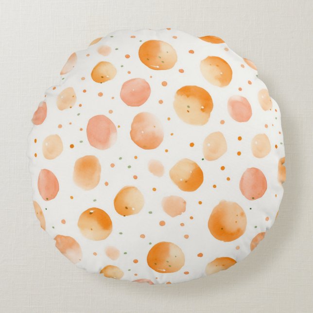 Whimsical Peach Dots   Round Pillow (Front)