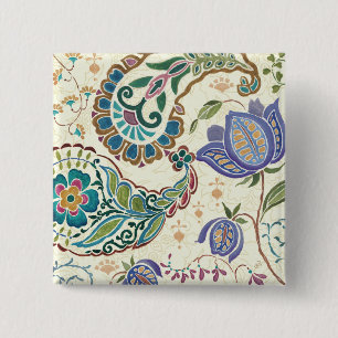 Whimsical Peacock 2 Inch Square Button