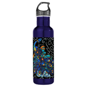 Whimsical Peacock Chalk Pastel Bird Personalized 710 Ml Water Bottle
