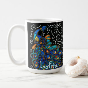 Whimsical Peacock Chalk Pastel Bird Personalized Coffee Mug
