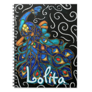Whimsical Peacock Chalk Pastel Bird Personalized Notebook