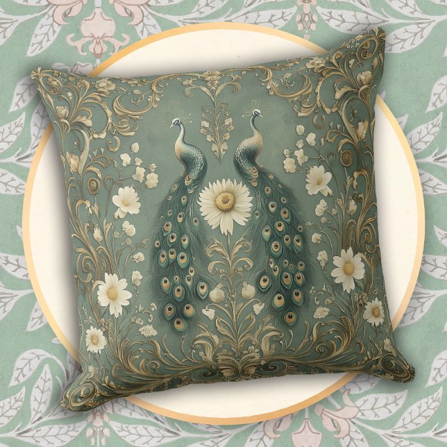 Whimsical Peacock Decorative Throw Pillow (Creator Uploaded)