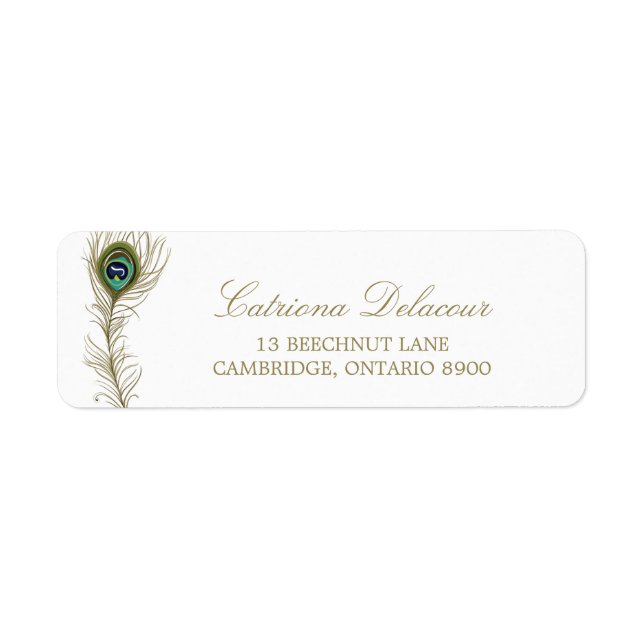 Whimsical Peacock Feather Return Adresse Label (Devant)