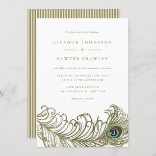 Whimsical Peacock Feather Wedding Invitation II