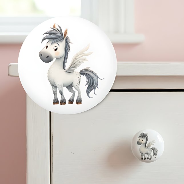 Whimsical Pegasus Ceramic Kids Room Knob (Creator Uploaded)
