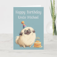 Whimsical Pekingese Dog Birthday Card