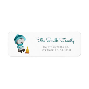 Whimsical Penguin by Fire Winter Return Address