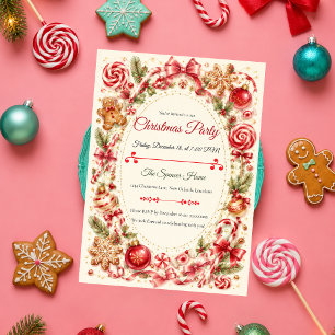 Whimsical Peppermint Christmas Party Invitation